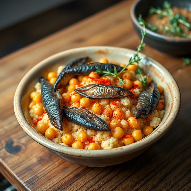 Cous cous speziato con alici e zenzero