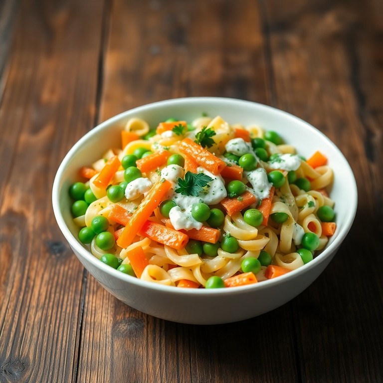 Frischer Gemüse-Nudelsalat mit Naturjoghurt-Dressing