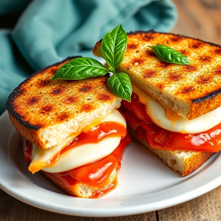 Sanduíche Grilled de Requeijão e Muçarela com Molho de Tomate