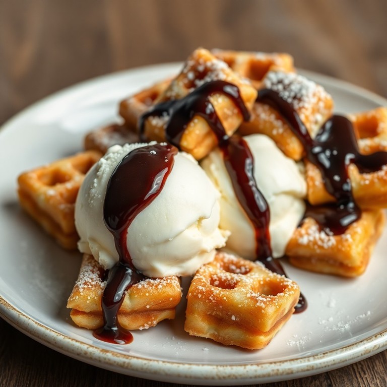 Crispy Babka Waffle Bites with Vanilla Drizzle