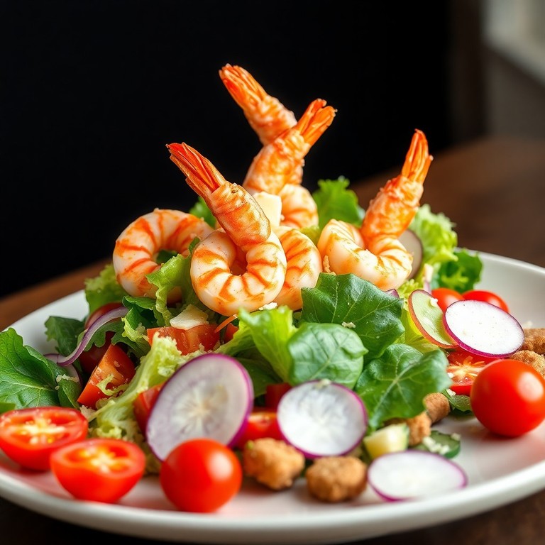 Extra Groenterijke Caesar Salade met Gevulde Scampi's