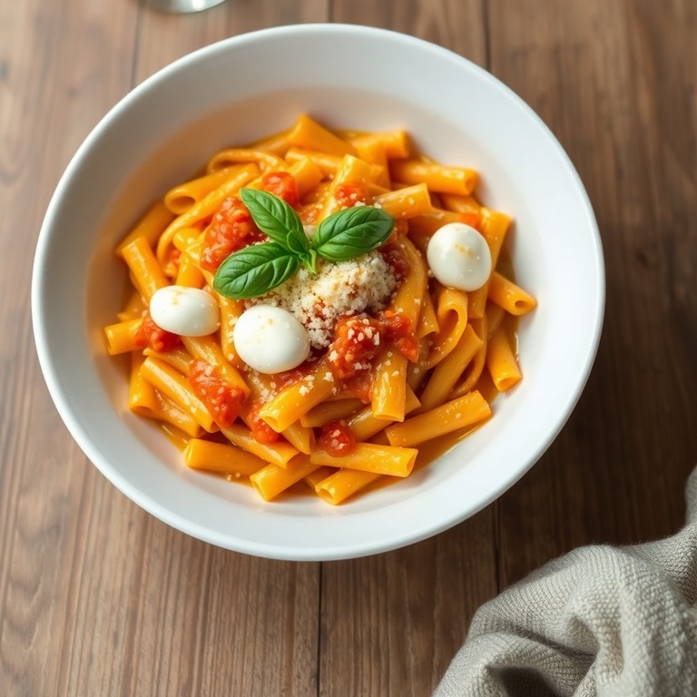 Pâtes à la Crème et au Paprika avec Mozzarella Fondante