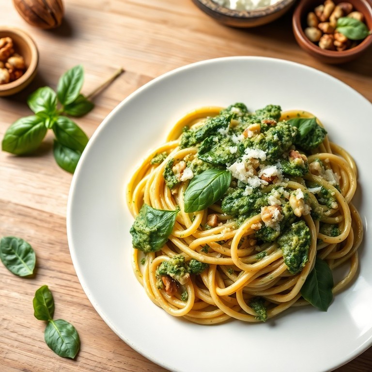 Pasta Vegetariana al Pesto di Noci e Spinaci