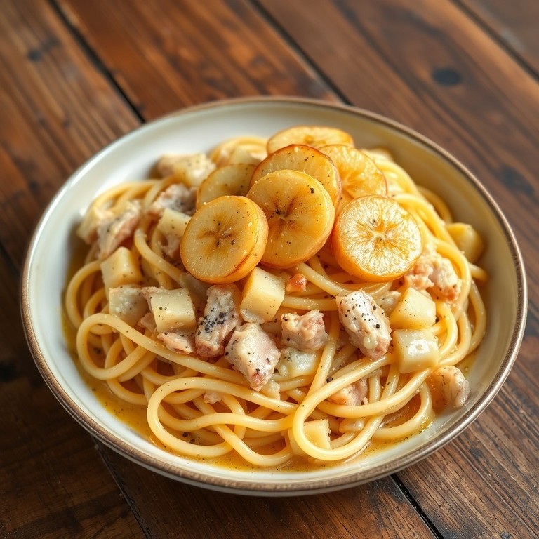 Macarrão à Carbonara com Toque Doce de Banana