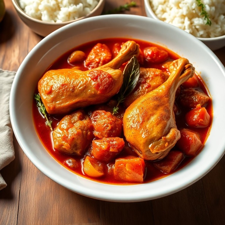 Estofado de Alas y Muslo de Gallina con Hierbas Aromáticas