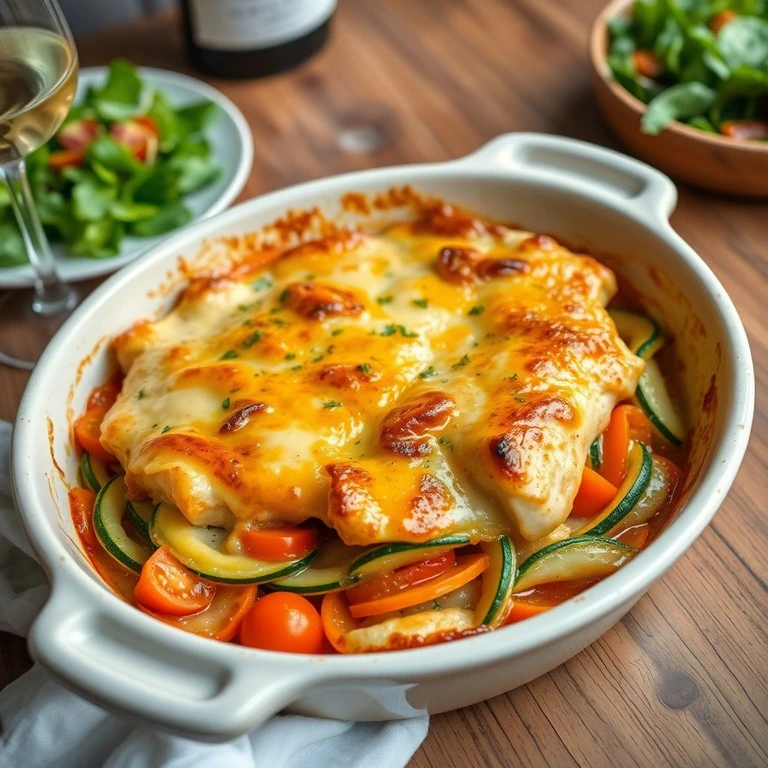 Gratinado de pollo y verduras al horno