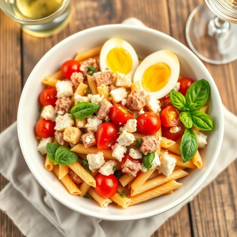 Salade de pâtes méditerranéenne au thon et feta