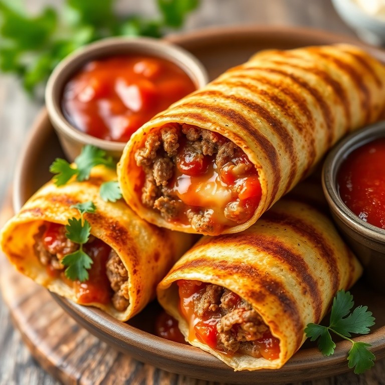 Gegrilde Kaas en Tomatensaus Wraps met Gehakt
