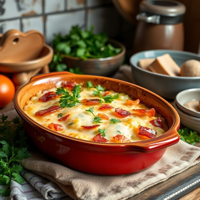 Herzhafter Chicorée-Gratin mit Geflügelspeck (Laktosefrei, ohne Schweinefleisch)