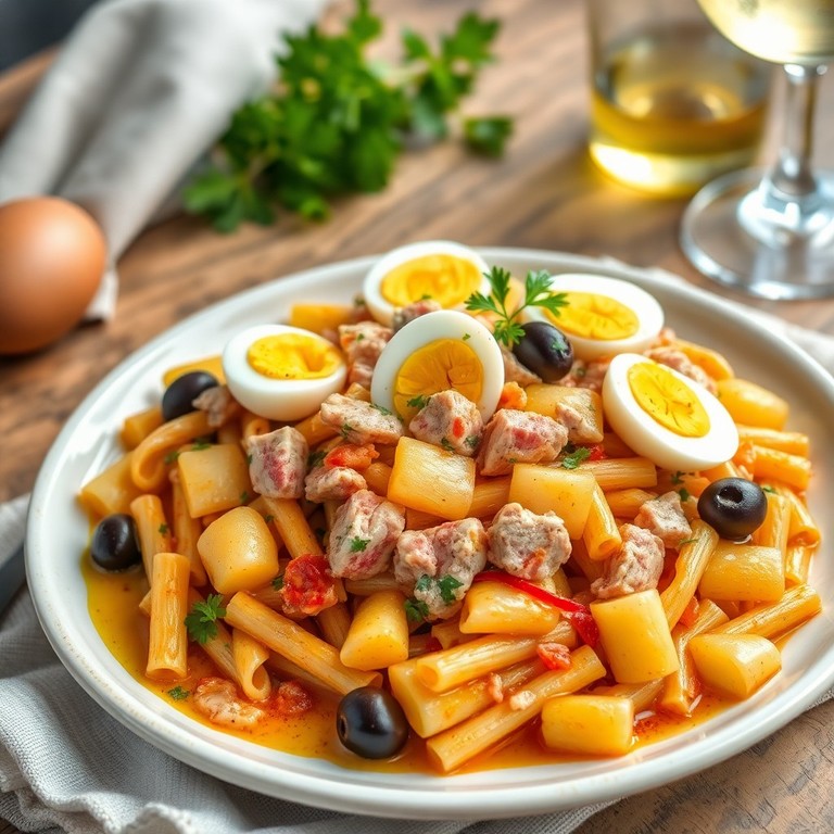 Pasta Mediterránea con Atún y Huevos Cocidos