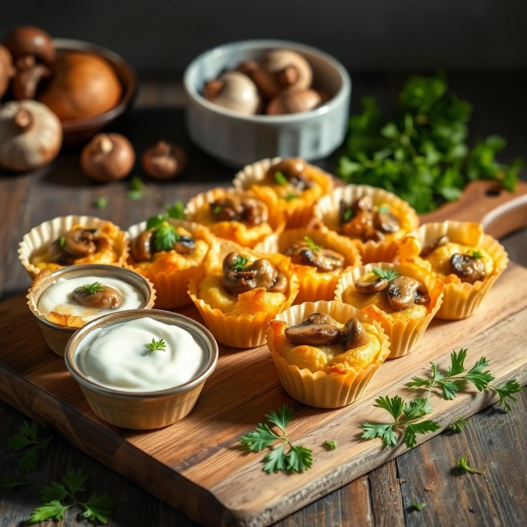 Mini Cupcakes de Champignon e Queijo