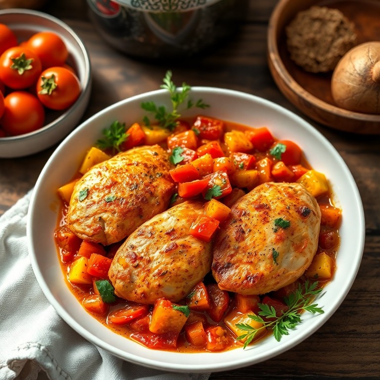 Mediterranes Hähnchen mit Tomaten und Paprika - Mr. Cook