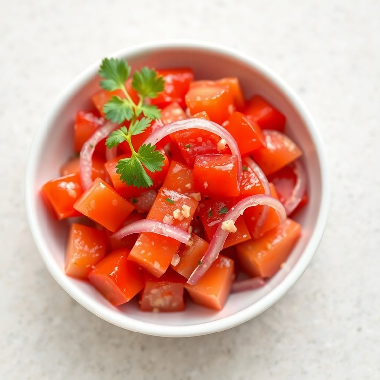 Tomato-Onion Lemon Salad with Ginger Dressing