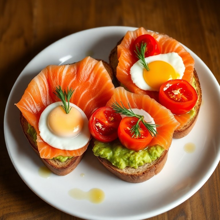 Tartines de Saumon Fumé, Kiri et Tomates Sur Pain Grillé