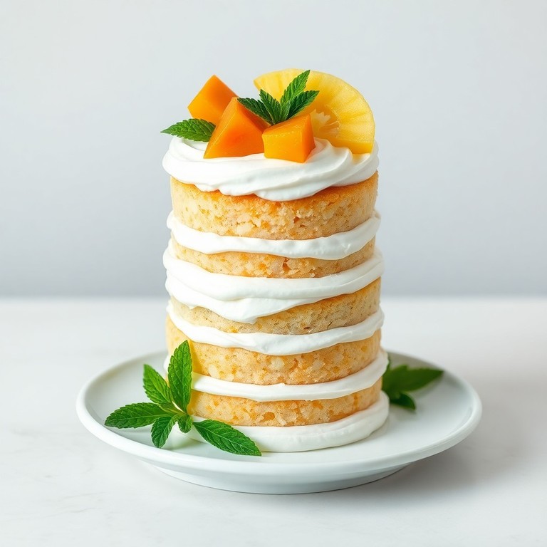 Pastel Esponjoso de Frutas Tropicales