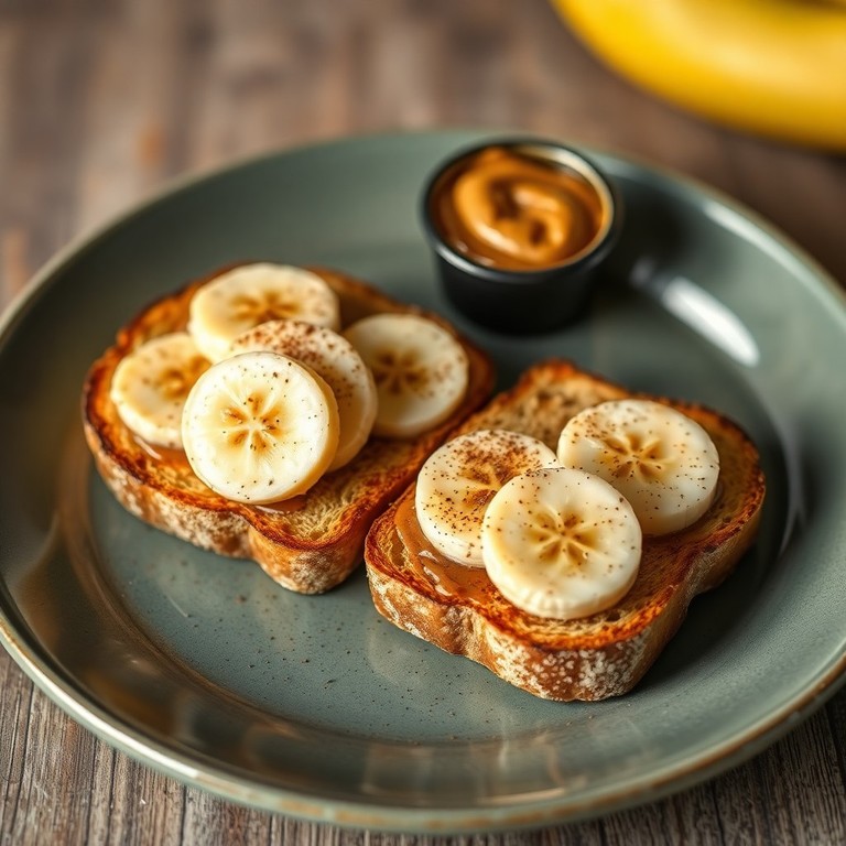 Torrada de Banana com Canela e Doce de Leite ou Pasta de Amendoim
