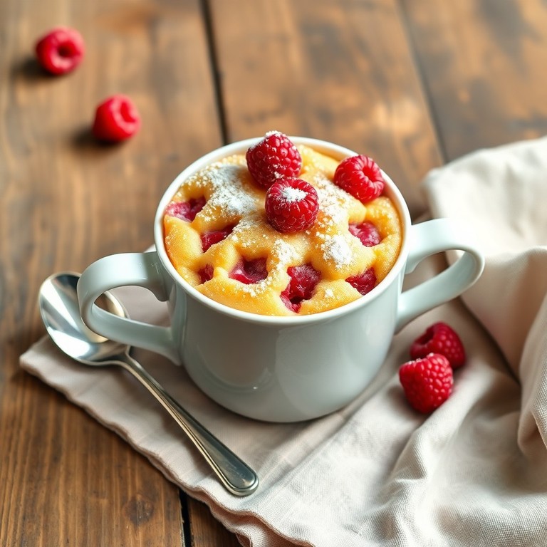 Snelle Frambozen-Vanille Mug Cake