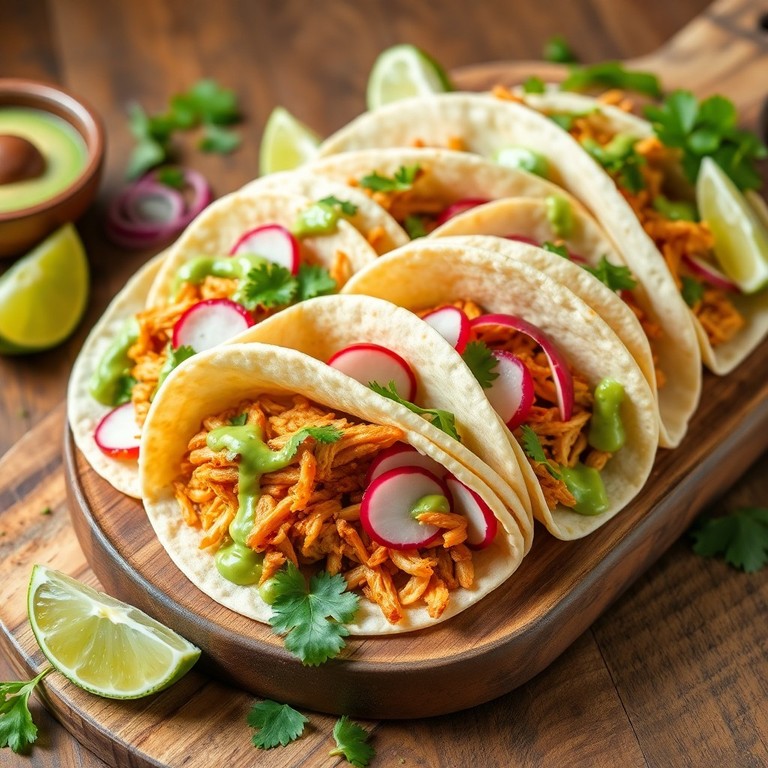 Geroosterde kip taco's met romige koriandersaus