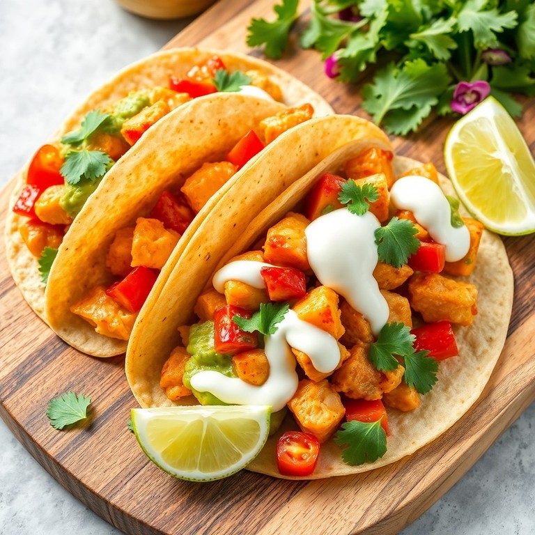 Tacos de Poulet Crémeux au Guacamole