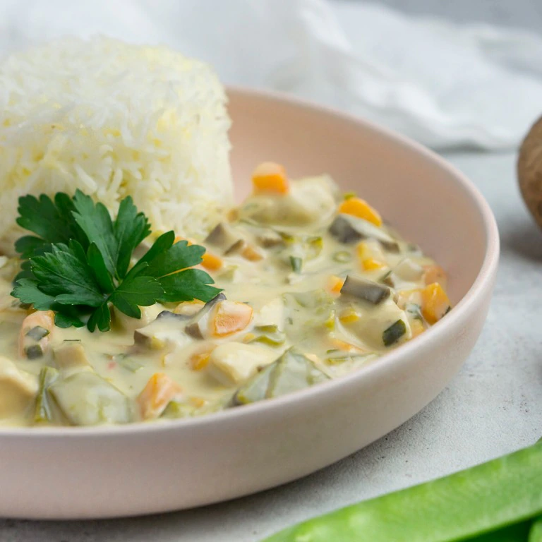 Schnelles Hühnerfrikassee mit Hähnchenbrustfilet
