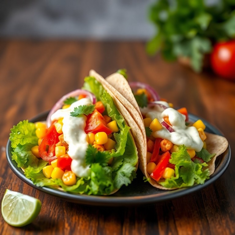 Wraps mexicains aux légumes croquants et houmous, sauce lime-coriandre