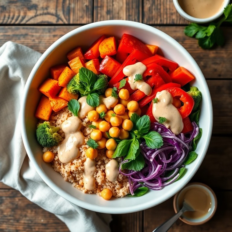 Vibrant Vegetarian Buddha Bowl with Tangy Tahini Dressing