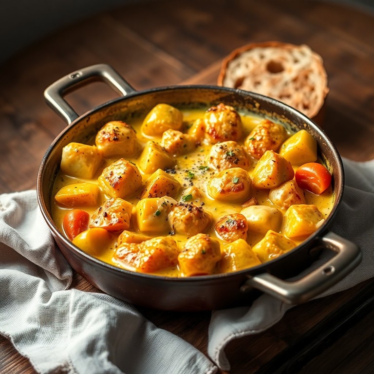 Pollo al Curry con Patate e Verdure in Padella