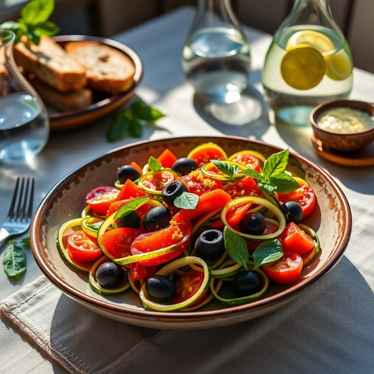 Salade méditerranéenne de courgettes crues et tomates