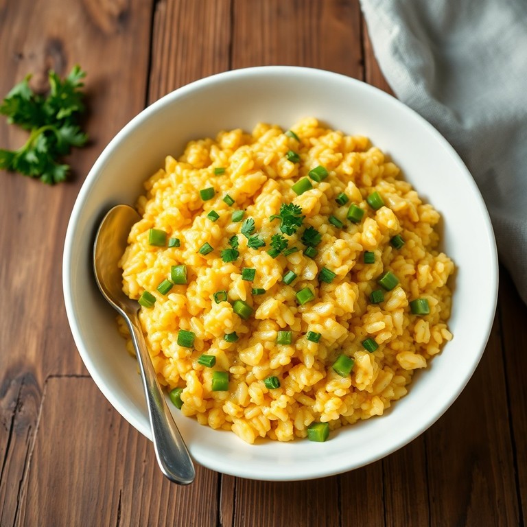 Garlic Curry Risotto with Green Peppers