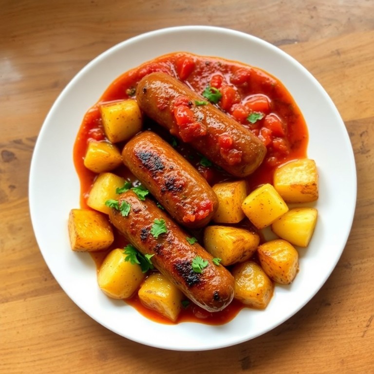 Salsicha ao Molho com Batatas Assadas