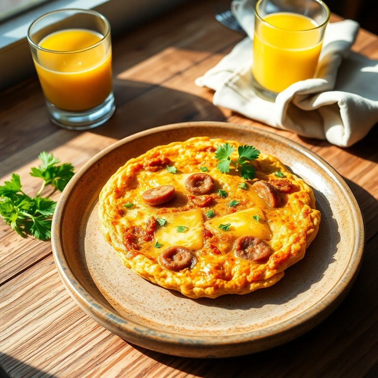 Fritada de Farinha de Trigo com Queijo, Cebola e Calabresa