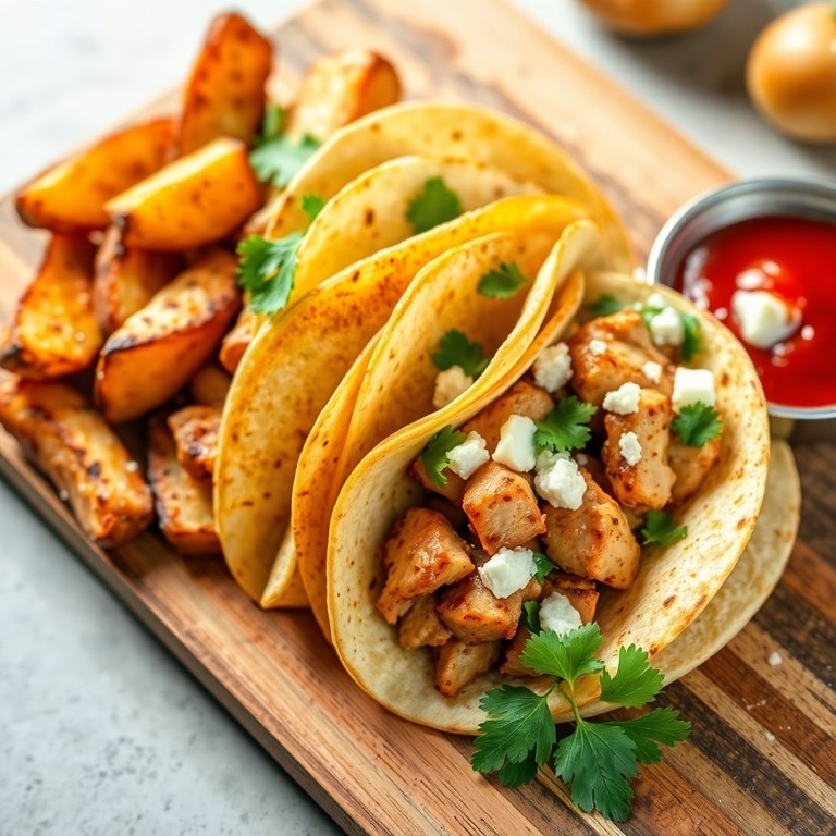 Tacos de Frango com Batatas Rústicas