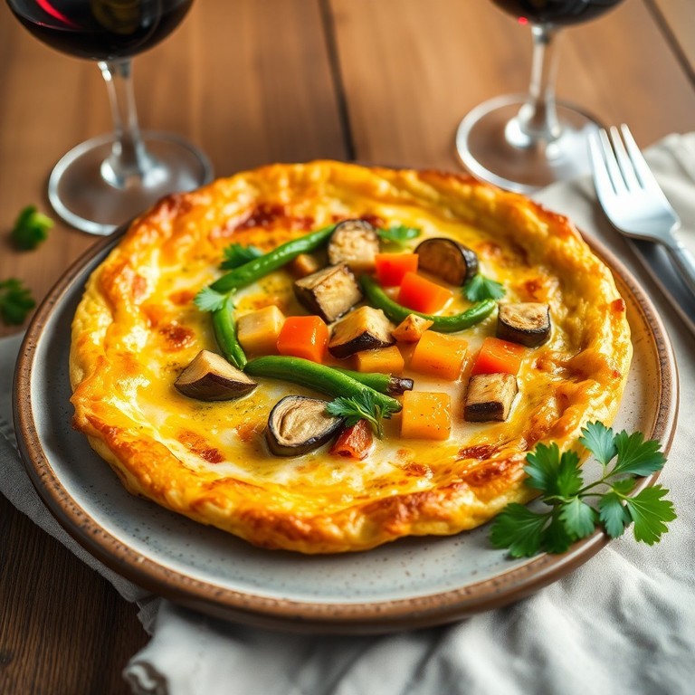 Tortilla Española con Judías Verdes y Berenjenas