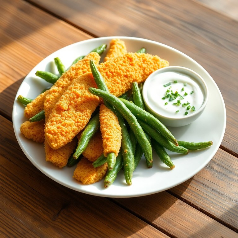 Frittierte Stangenbohnen mit Joghurtdip