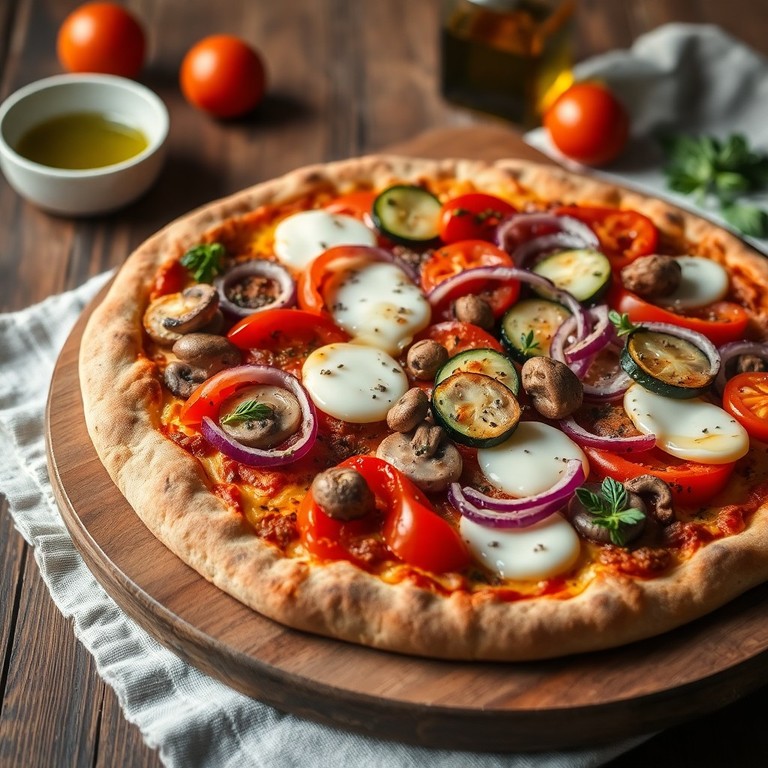 Pizza de Masa de Harina Integral con Vegetales