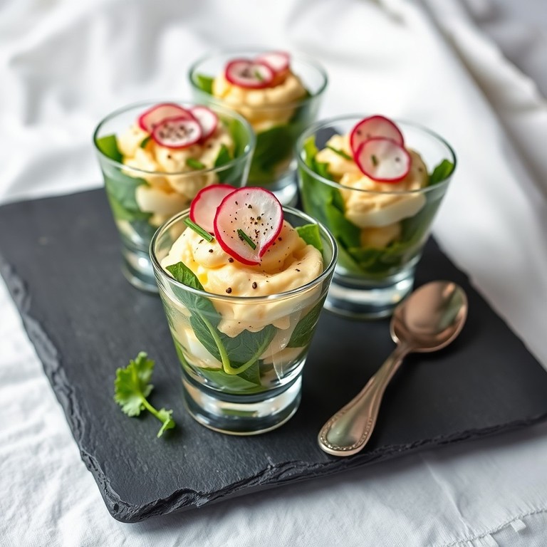 Salade de Œufs Durs à la Mayonnaise et Ail Noir en Verrines