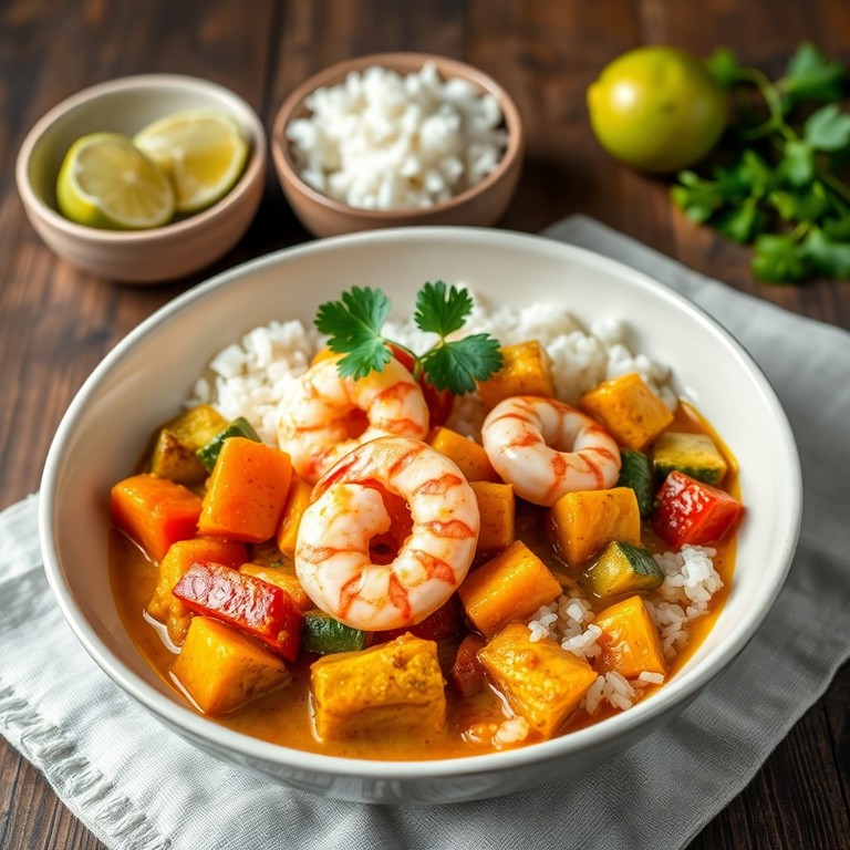 Curry de crevettes aux légumes exotiques