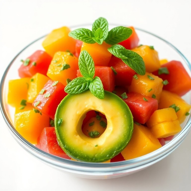Frischer Mango-Wassermelonen-Salat mit Minze