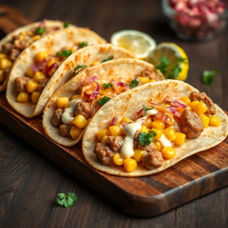 Kremalı Mısır ve Sosisli Ekmek Taco'ları