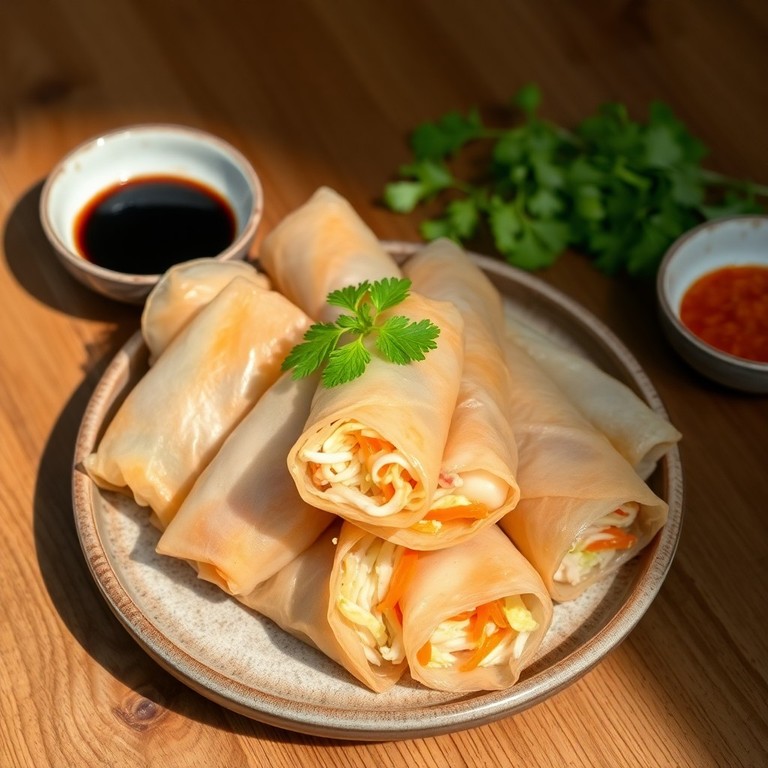 Rollitos de Merluza y Verduras en Papel de Arroz