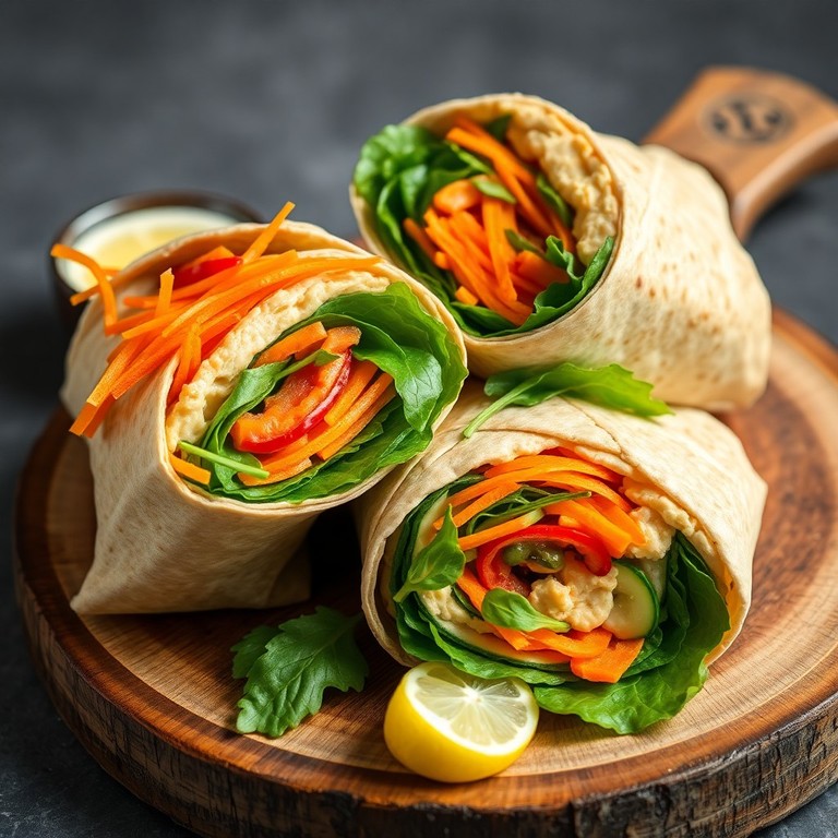 Wraps Végétariens aux Houmous et Légumes Crus