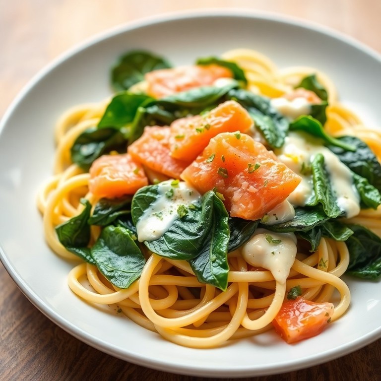 Romige Zalmpasta met Spinazie, Citroen en Extra Eiwitten (Low Calorie, High Protein) (2)