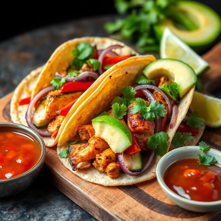 Tacos de Pollo y Verduras a la Parrilla