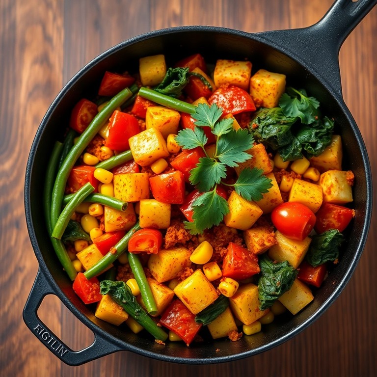 Spicy Cajun Green Bean and Corn Skillet