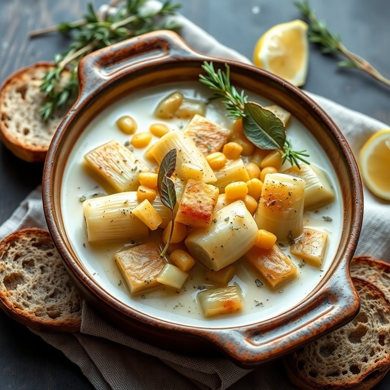 Poireaux braisés au lait de coco et aromates méditerranéens