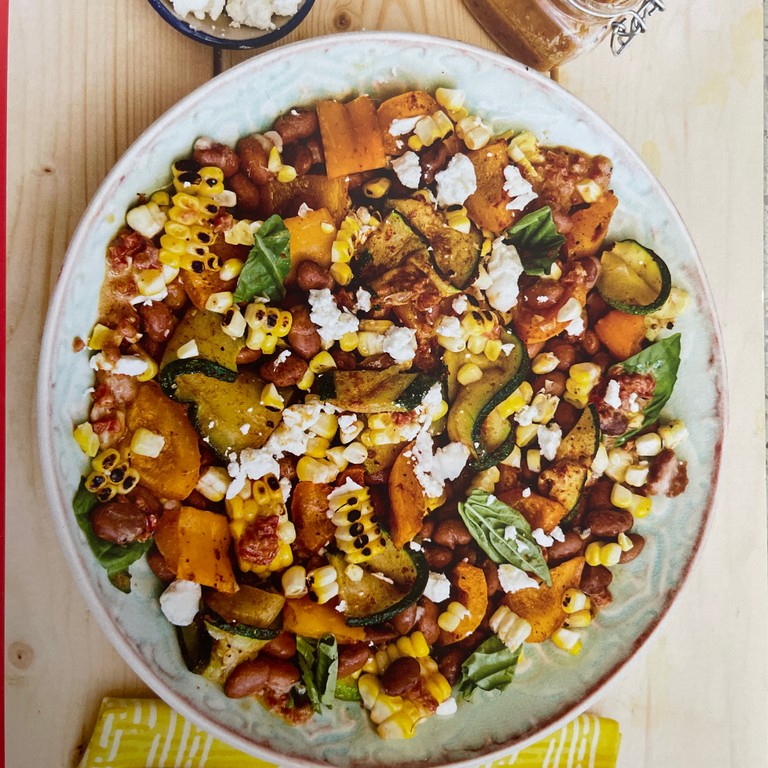Tex-Mex Salad with Roasted Vegetables and Sun-Dried Tomato Dressing