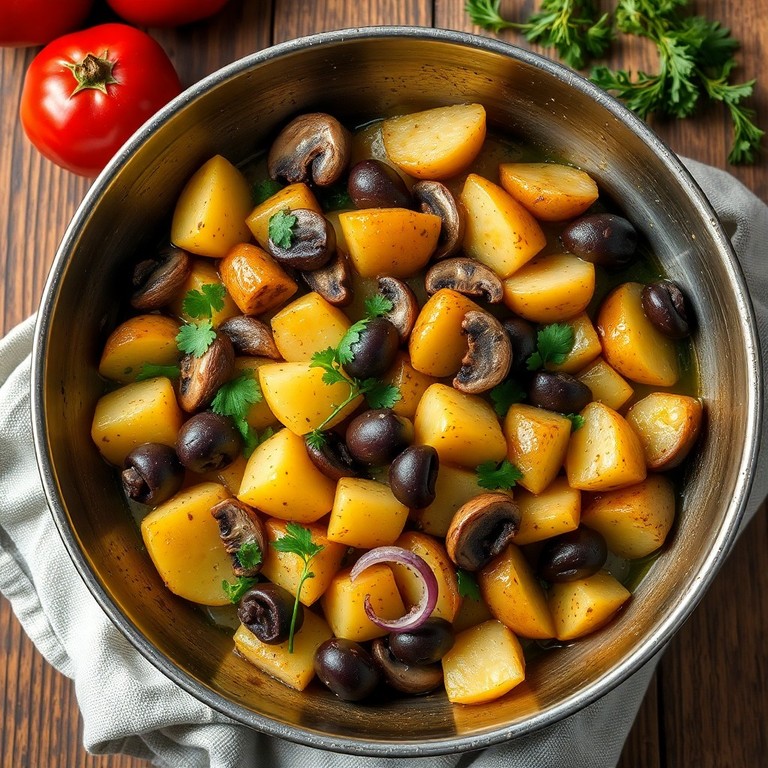 Mediterranean Warm Potato, Olive, and Mushroom Toss
