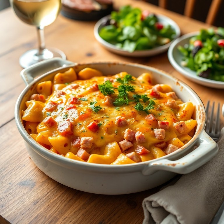 Creamy Ham and Cheese Pasta Bake