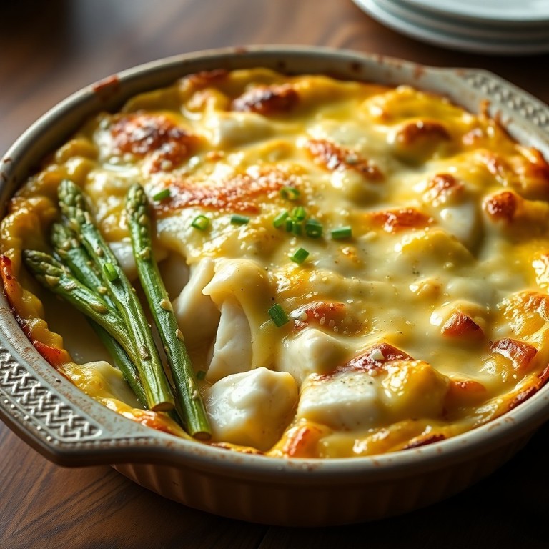 Creamy Garlic Cod and Asparagus Gratin