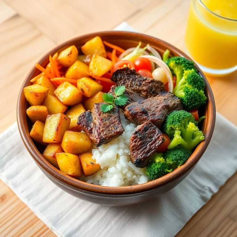 Bowl Energético de Papa, Yuca y Carne a la Parrilla